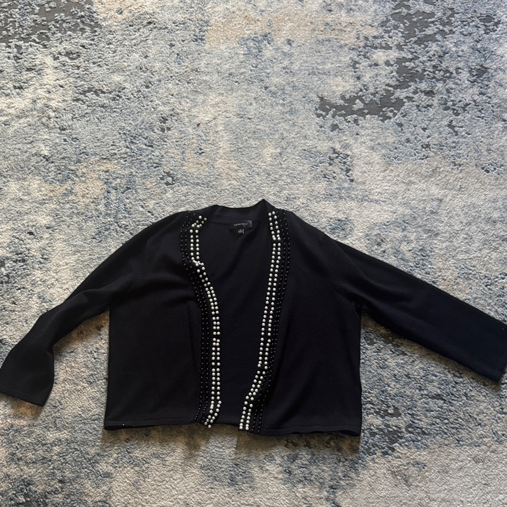 Black Embellished Open Cardigan